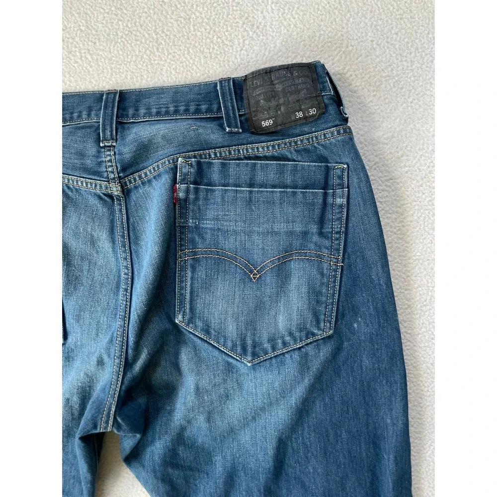 8 Pocket 90s Y2k Levi's Mens 38 x 30 569 Loose Straight Jeans Blue Medium Wash